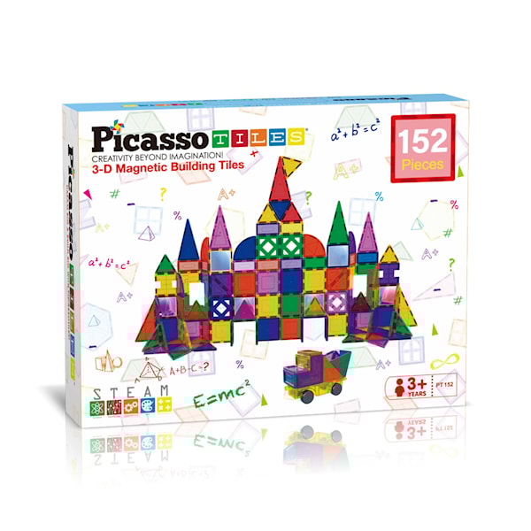Picasso Tiles 152 pcs Clearc Magnetic Building Tiles Toy Set
