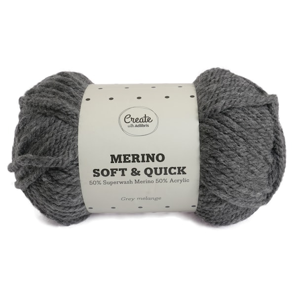 Adlibris Merino Soft & Quick Lanka Villasekoitus 150g Grey Melange A047