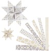 Stjernestrimler, gull, hvit, L: 44+78 cm, B: 15+25 mm, dia. 6,5+11,5 cm, 48 strimler/ 1 pk.