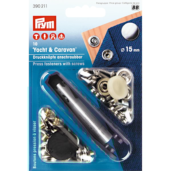 Nagletrykknapp Yacht & Caravan Forniklet 15 mm 10 stk. Prym