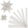 Stjärnstrimlor, silver, vit, L: 44+78 cm, B: 15+25 mm, Dia. 6,5+11,5 cm, 48 strimlor/ 1 förp.