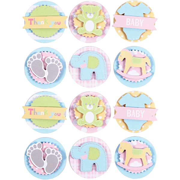 3D Stickers, baby, dia. 35 mm, tykkelse 5 mm, 1 ark