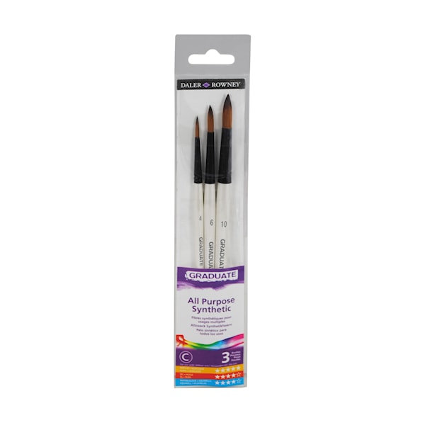 Penselsett Syntetisk Rund 3 stk. Graduate Daler-Rowney