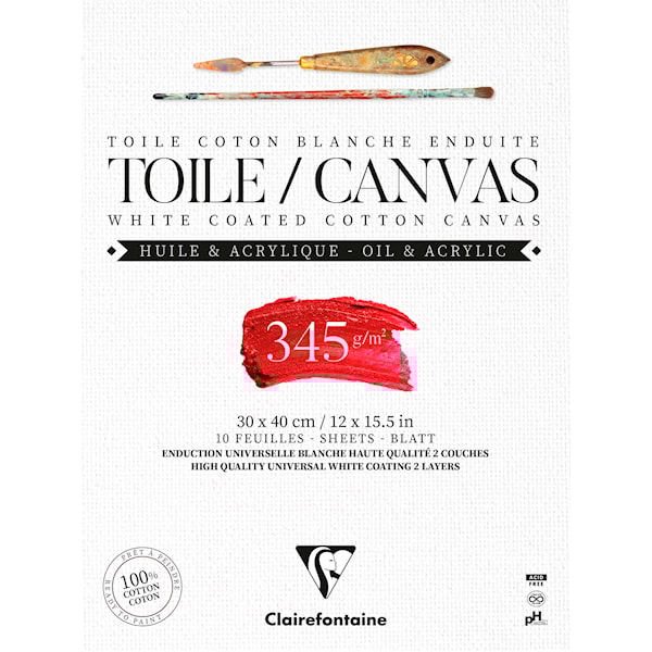 Canvasblokk 30x40 cm 345 g Bomullspapir Clairefontaine
