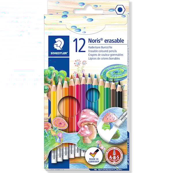 Fargeblyanter Viskelær 12-pakning Noris Staedtler