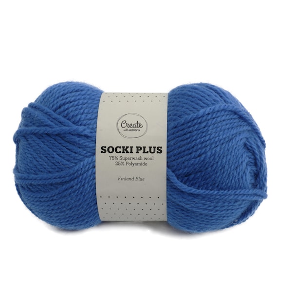 Adlibris Socki Plus Enfärgat lanka 100g Finland Blue A146