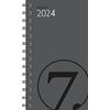Lommekalender Grå Uke 2024, 87x153 WireO 7.sans