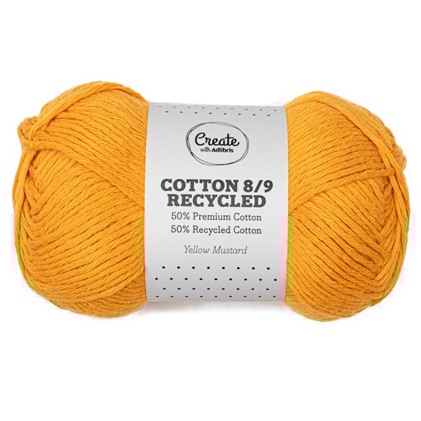 Cotton 8/9 Garn 100g Recycled Yellow Mustard A088 Adlibris