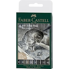 Artist Pen Brush Pitt 8 stk. Gråskala Faber-Castell
