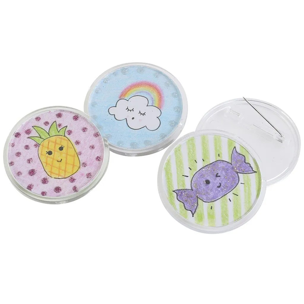 Badges, rund, dia. 5,5 cm, 5 stk./ 1 pk.