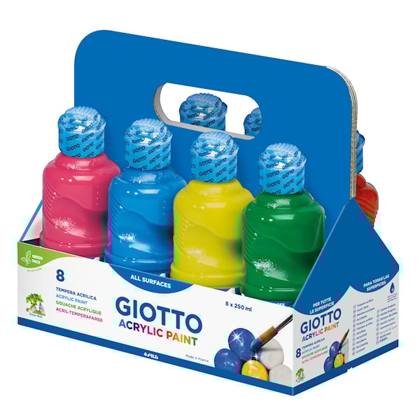 Akrylmaling for barn forskjellige farger 250 ml 8-pack Giotto