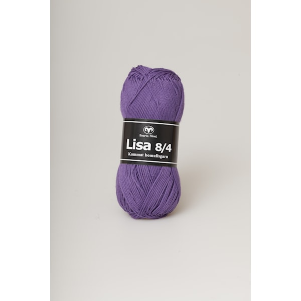 Lisa 8/4 Garn Bomull 50 g mørk lilla 62 Svarta Fåret