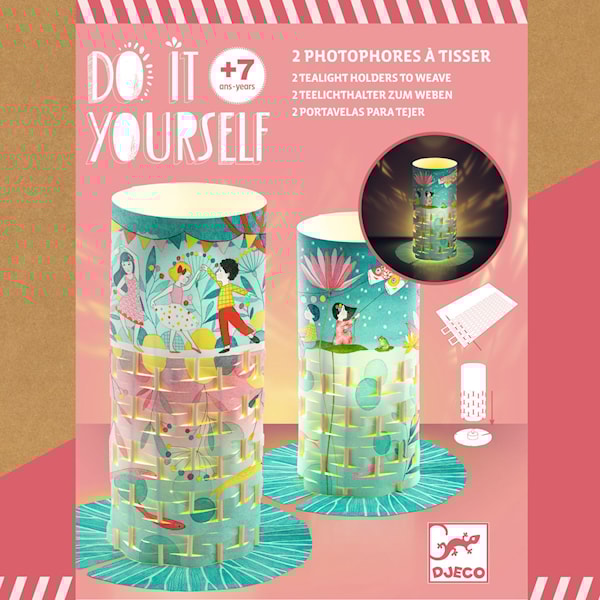 DIY-Kit Tv&aring; Ljuslyktor f&ouml;r LED-ljus i Papper & Bambu Djeco