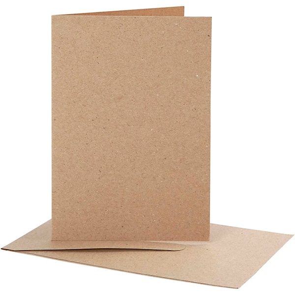 Brevkort med konvolutt, kort str. 10,5x15 cm, konvolutt str. 11,5x16,5 cm, natur, 10 sett/ 1 pk.