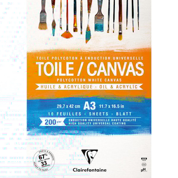 Canvasblokk A3 200 g Polycotton Clairefontaine