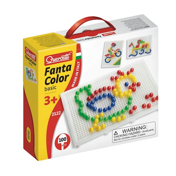 Fantacolor Daisy Basic, Firkantet plate, 100 stifter 10 mm, Quercetti