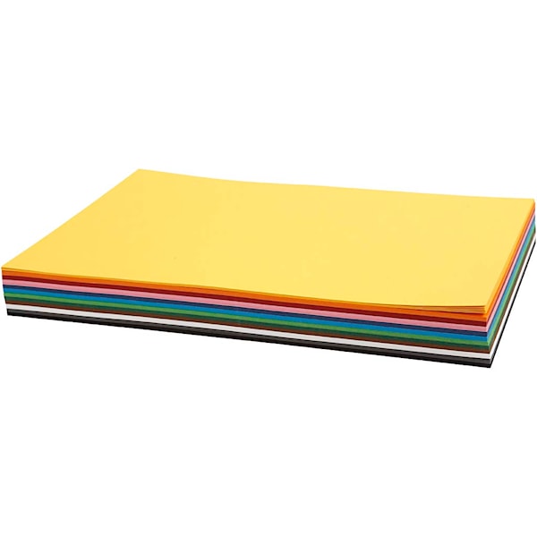 Creativ kartong, A4, ark 210x297 mm, 180 g, ass. farger, 12x10 ark/ 1 pk.