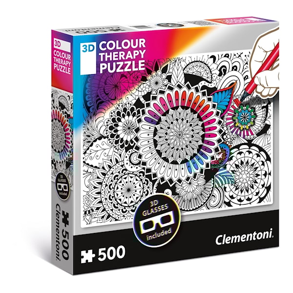 Puslespill 3D, Fargeterapi, Blomster, 500 brikker
