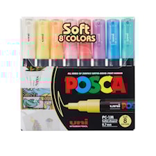 Posca Marker Set 8 kpl Soft Colors PC-1M Kärki 0,7-1,3 mm