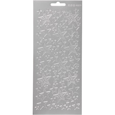 Ääriviivatarra, tähdet, arkki 10x23 cm, hopea, 1 ark