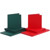 Kort og konvolutter, kort str. 15x15 cm, konvolutt str. 16x16 cm, 110+230 g, grønn, rød, 50 sett/ 1 pk.