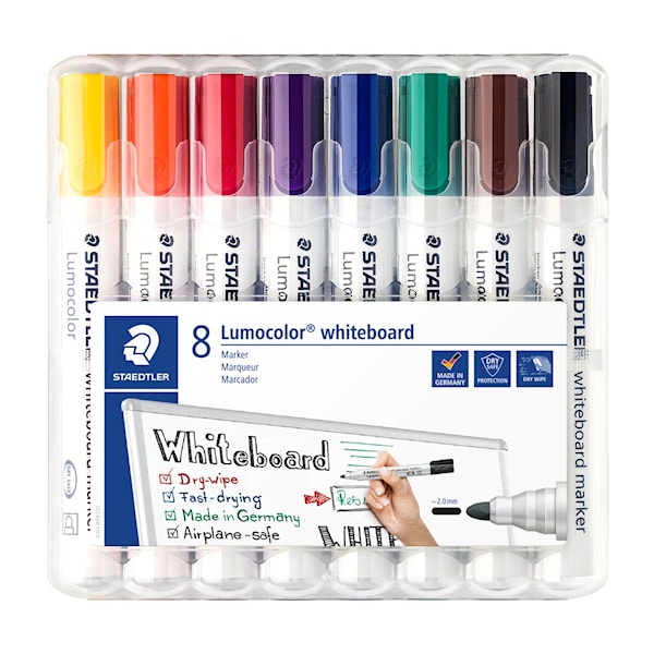 Lumocolor Whiteboardtusj 8 stk. Staedtler, online | Adlibris Bokhandel –  Størst utvalg, fri frakt fra 349 kr