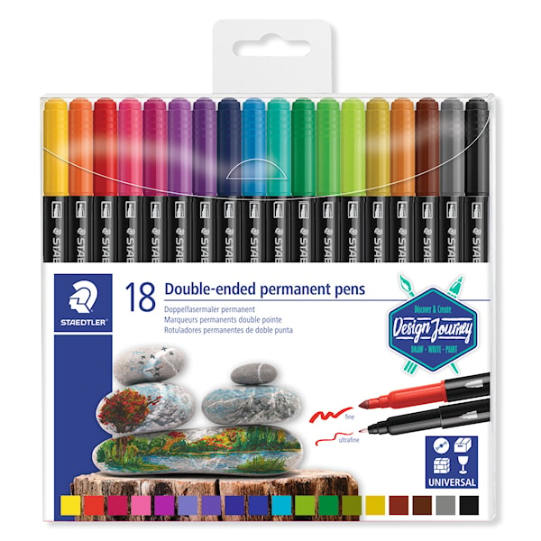Fiberspetspenna Dubbel Permanent 18-p Design Journey Staedtler
