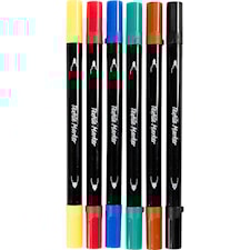 Tekstiilitussit, paksuus 2,3+3,6 mm, perusvärilajitelma, 6 kpl/ 1 pkt