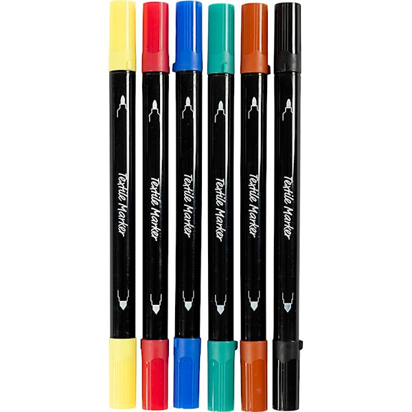 Textiltuschpennor spets 2,3+3,6 mm standardf&auml;rger 6 st/1 f&ouml;rp