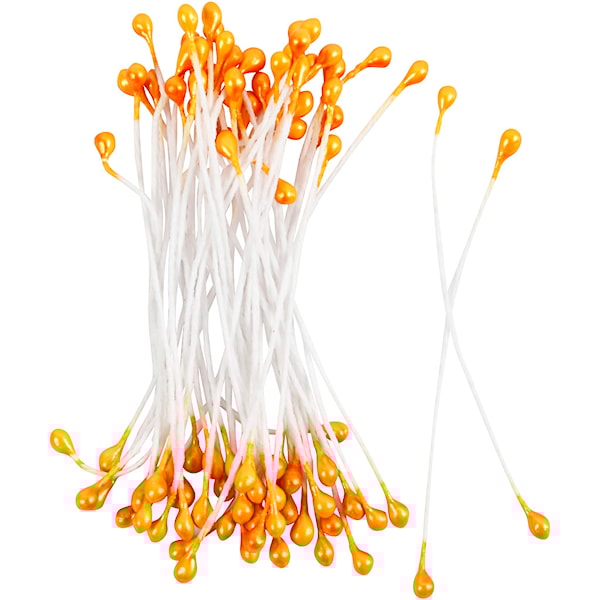 Blomsterstøvbærere, L: 6,4 cm, dia. 2 mm, orange metallic, 100 stk./ 1 pk.