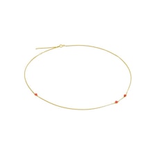 Louise Kragh Halsband Microdot Gold Scarlet Red Matt
