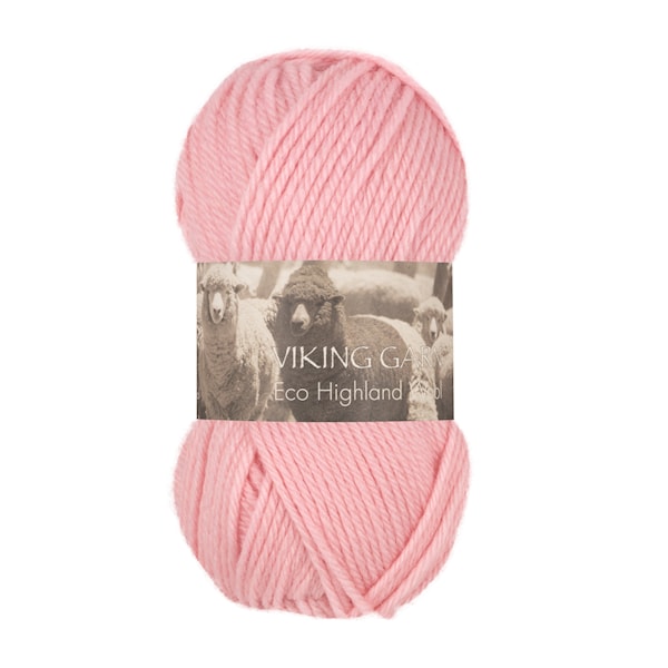 Highland Eco Wool Garn 50 g Lys rosa 263 Viking Garn