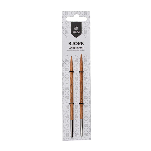 Strikkepinner med endestykke Björk 3,0mm