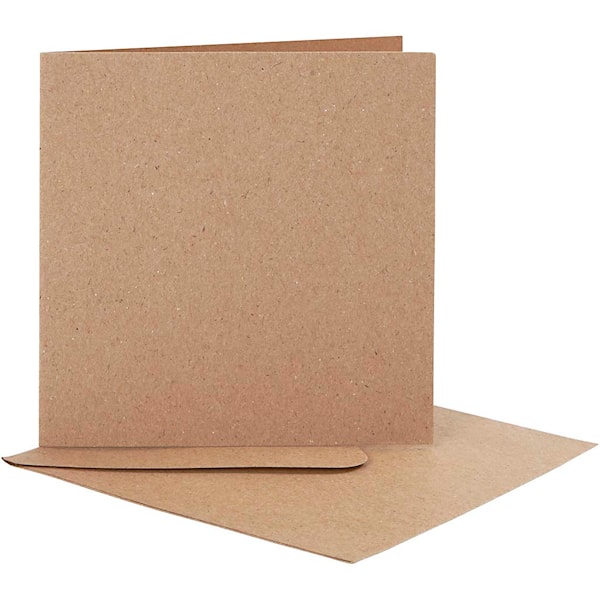 Brevkort med konvolutt, kort str. 12,5x12,5 cm, konvolutt str. 13,5x13,5 cm, natur, 10 sett/ 1 pk.