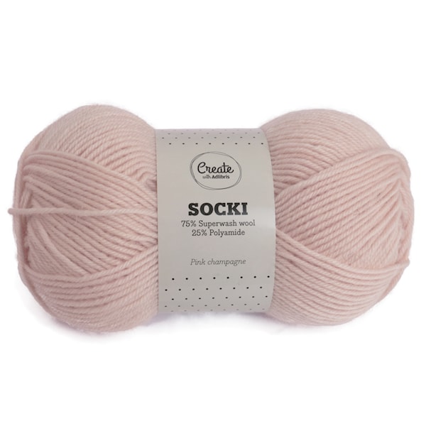 Adlibris Socki Lanka Yksivärinen Villasekoitus 100g Pink Champagne A131