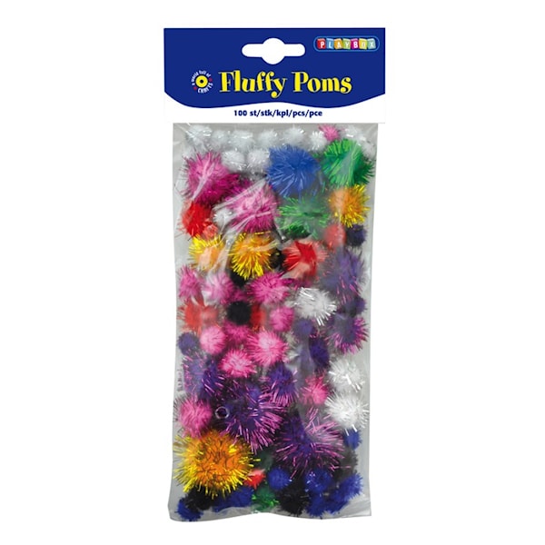 Pom-poms, 100 stk., Glitter, Playbox