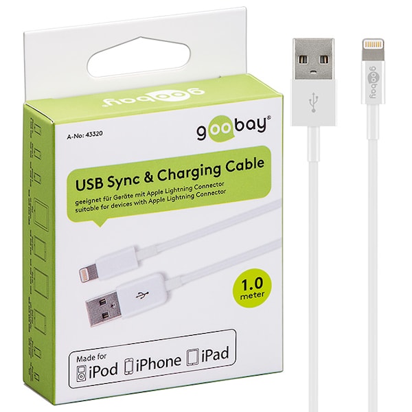 USB Laddarkabel Apple Lighting Vit