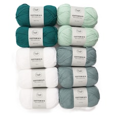 Adlibris Bomull 8/4 Garn 100g White & Green 10-pack