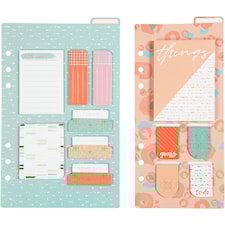 Notisblock och magnetiska bokmärken guld, röd, koral 2 ark