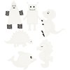 Broderifigurer, djur/robot, H: 8-13 cm, vit, 6x3 st./ 1 förp.