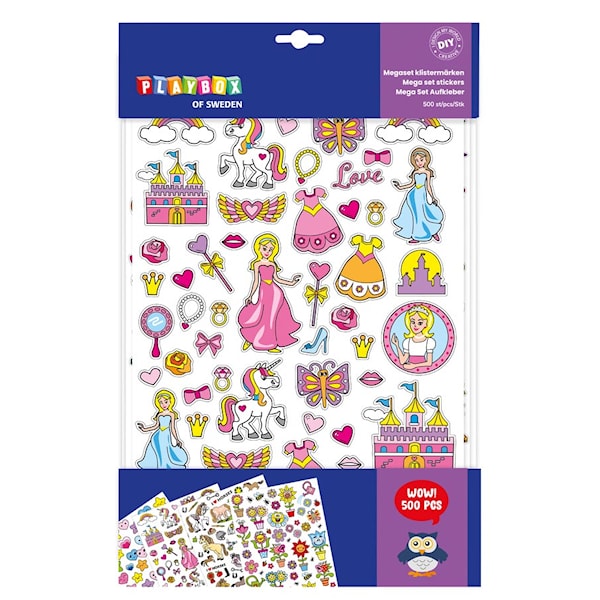 Stickers Mega Set Prinsesse 500 stk, Playbox