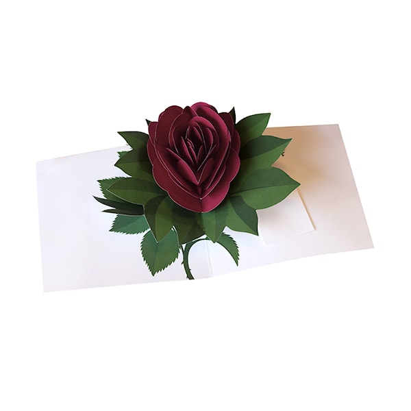 Pop-up kort Rose Mørk rød 2 TOTANGO