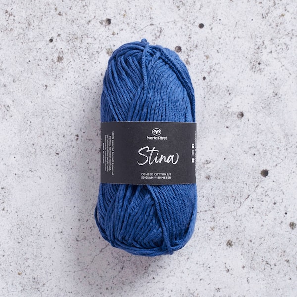Stina 8/8 Garn Bomull 50 g Blue Lolite 273 Svarta Fåret