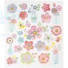Klistremerker, vårblomster, ark 15x16,5 cm, 1 ark