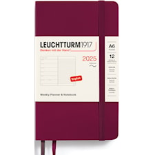 Kalender A6 2025 Weekly Planner/Notebook Soft Port Red Leuchtturm1917