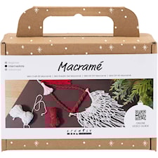 Mini DIY Kit Makramè, Julenisse, julerød, råhvit, 1 pk.