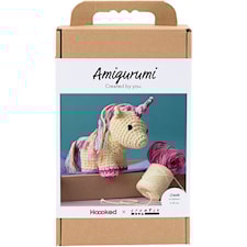 DIY Kit Amigurumi , Enhörning, regnbågsfärger, 1 förp.