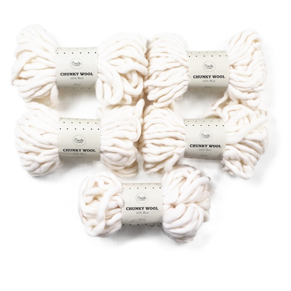 Adlibris Chunky Wool Lanka 200g White A027 5 kpl
