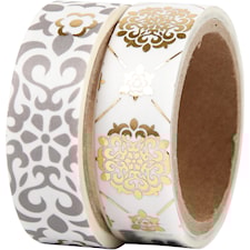 Washi-teippi, lev. 15 mm, , ornamentit ja kukat, folio, 2x4m