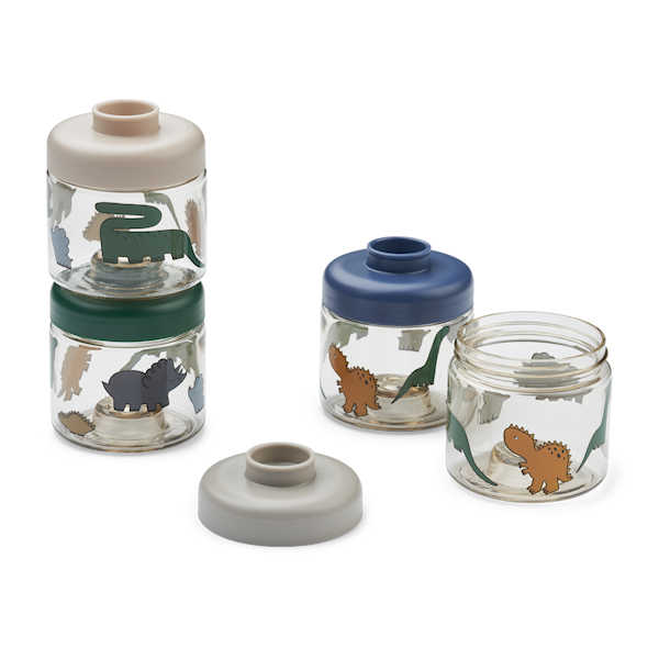 Dominique Barnematoppbevaring Tritan 4-Pack Dinosaurs/Mist Liewood